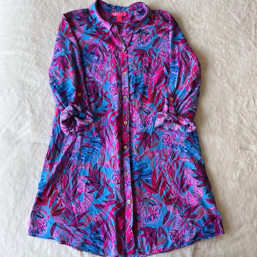 Lilly Pulitzer XL Natalie Shirtdress Cover Up